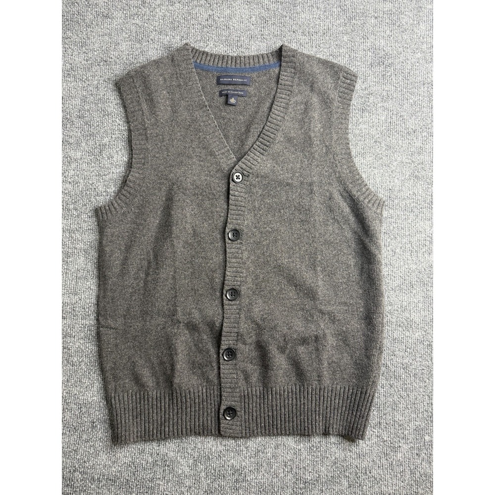 Banana Republic Men's Wool Blend Italian Yarn Knit Vest Grey Size Small